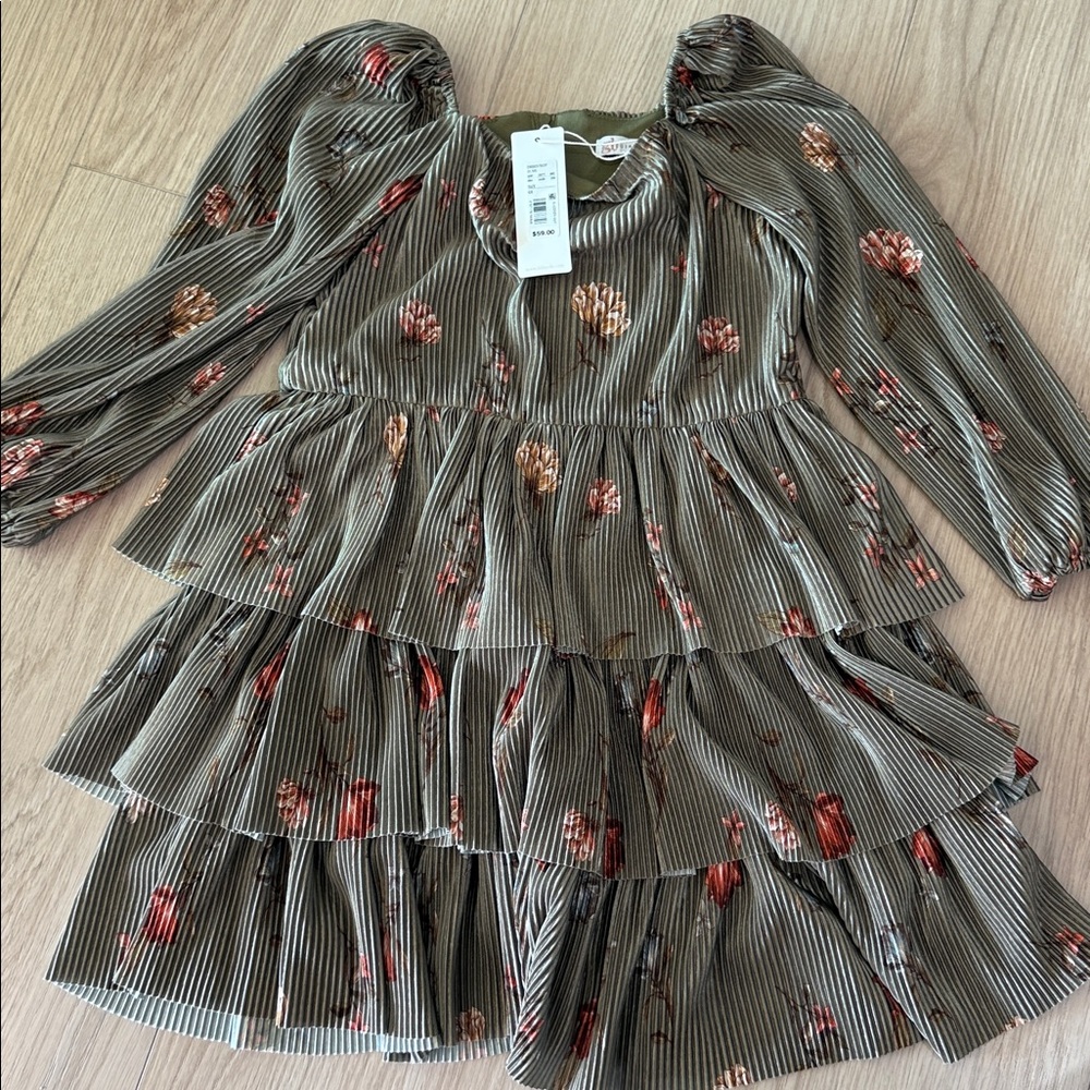 GB girls olive floral dress size 6X